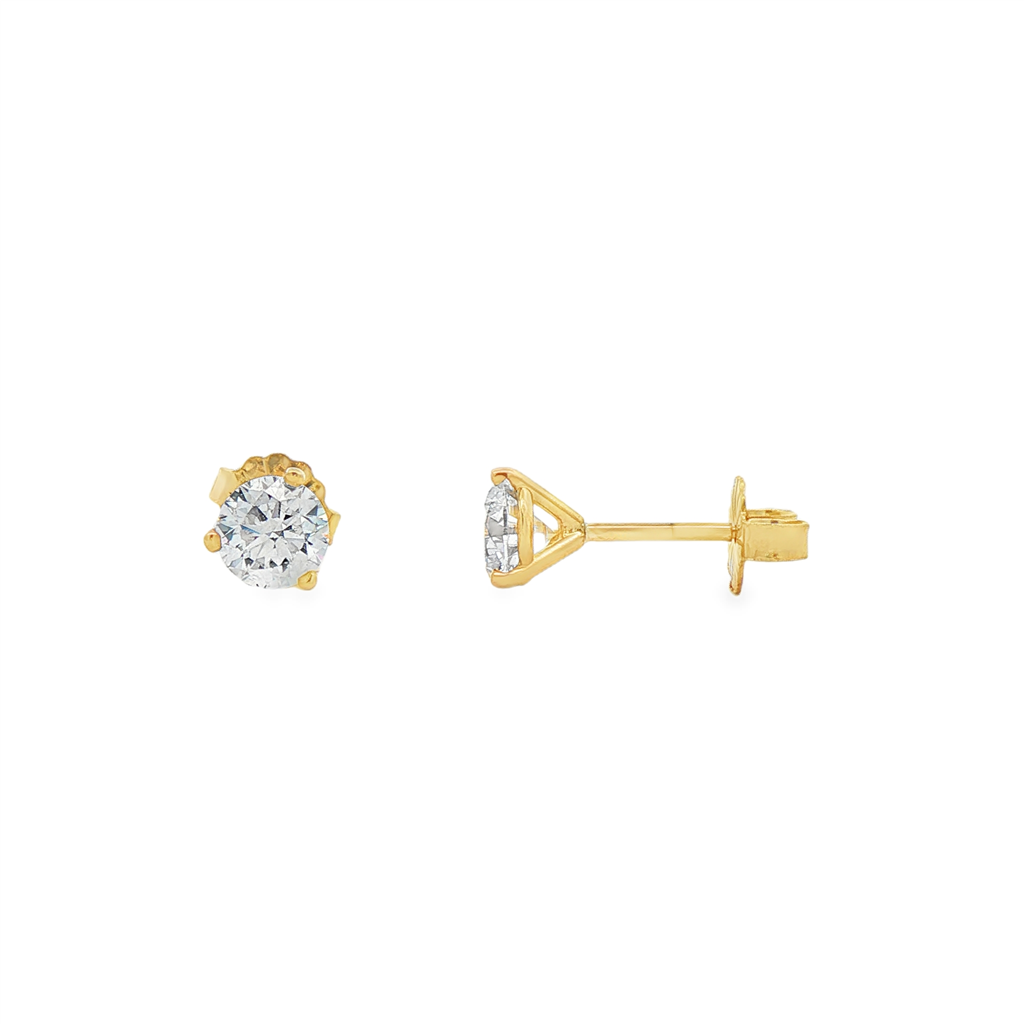 14K Yellow Gold Lab Diamond Martini Stud Earrings – 1.05ctw