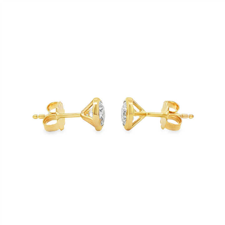 14K Yellow Gold Lab Diamond Bezel Stud Earrings – 1.03ctw, VVS2-D, IGI Certified