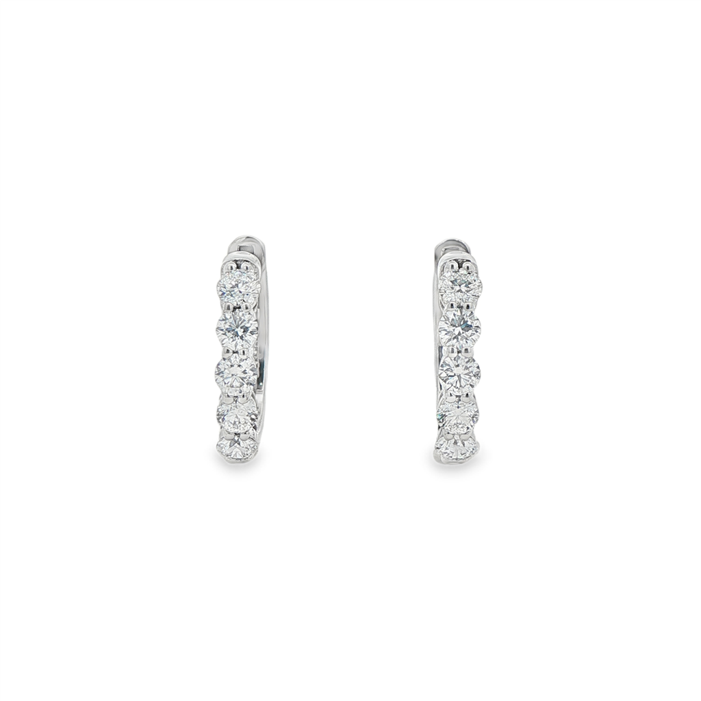 14K White Gold Lab Diamond Hoop Earrings – 1.05ctw, 16x3.1mm, DEF VS–VVS, 4.7g