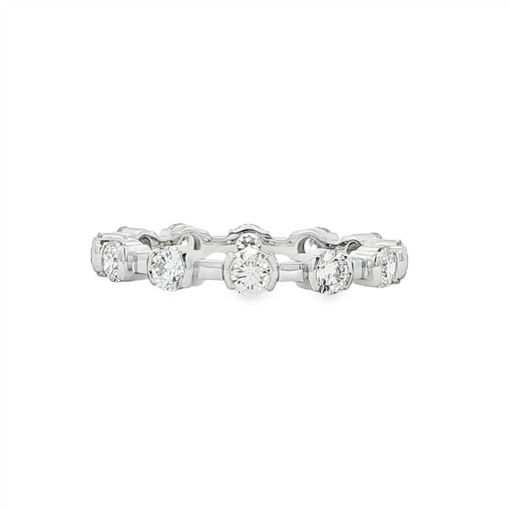 14K White Gold Diamond Semi-Bezel Band – 1.02ctw.