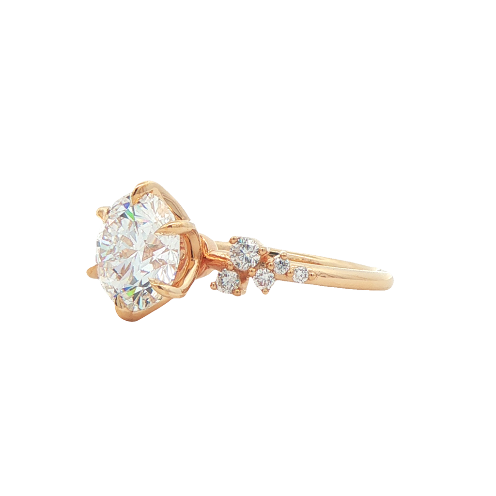 14K Yellow Gold Cluster Lab Grown Diamond Semi-Mount Engagement Ring – 0.26ctw