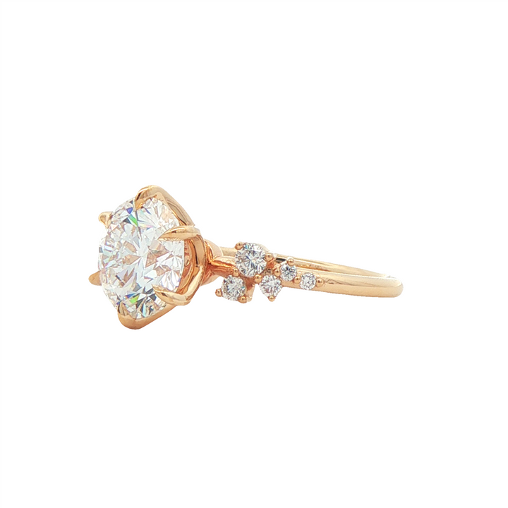 14K Yellow Gold Cluster Lab Grown Diamond Semi-Mount Engagement Ring – 0.26ctw