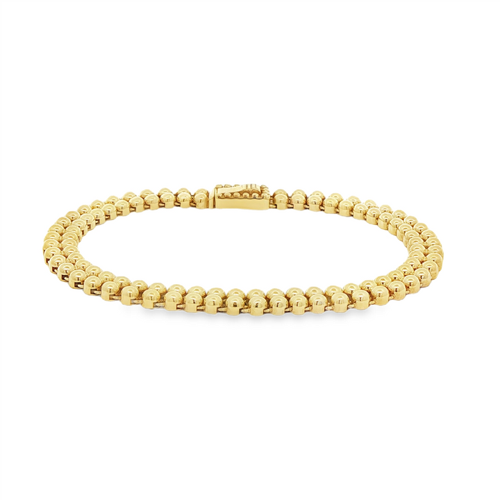 14K Yellow Gold Bead Bracelet – 5.9mm, 7", 8.9g