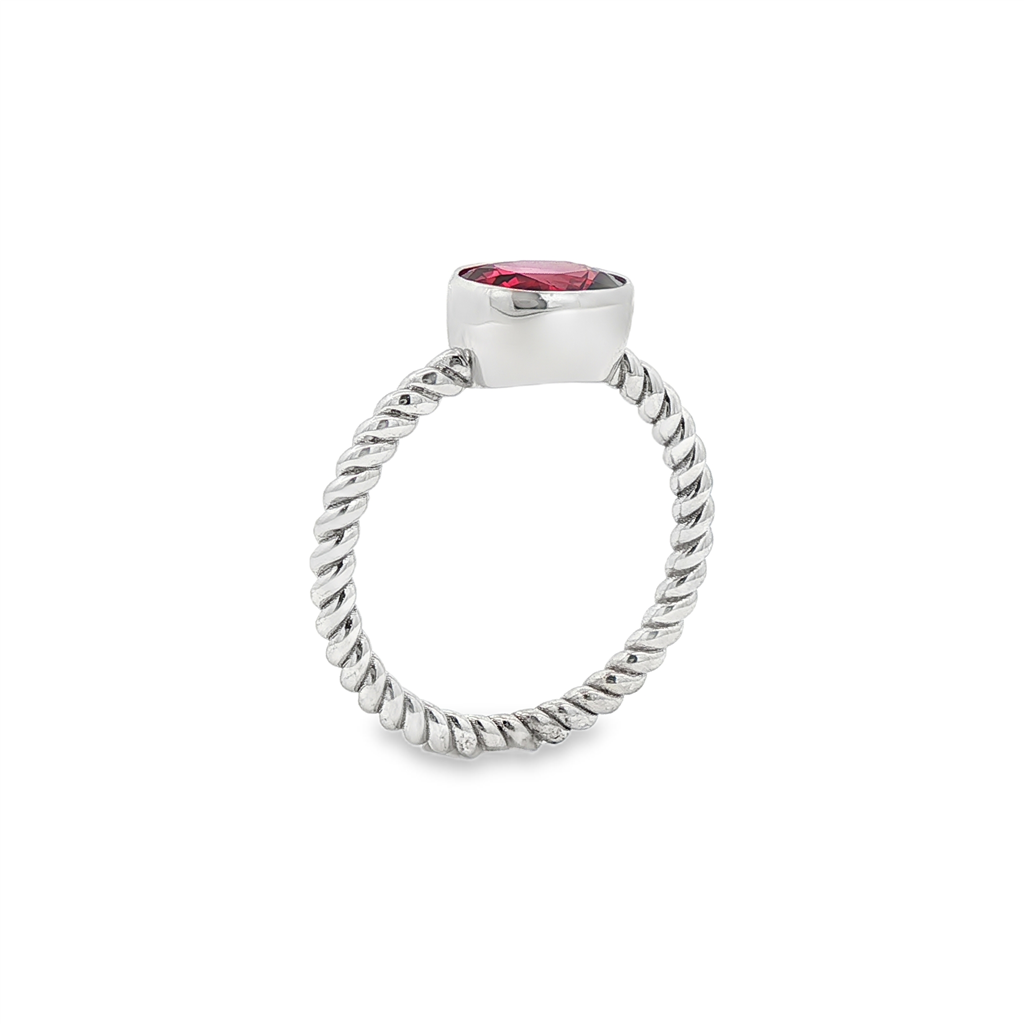 14K White Gold Twisted Bezel Semi-Mount Ring