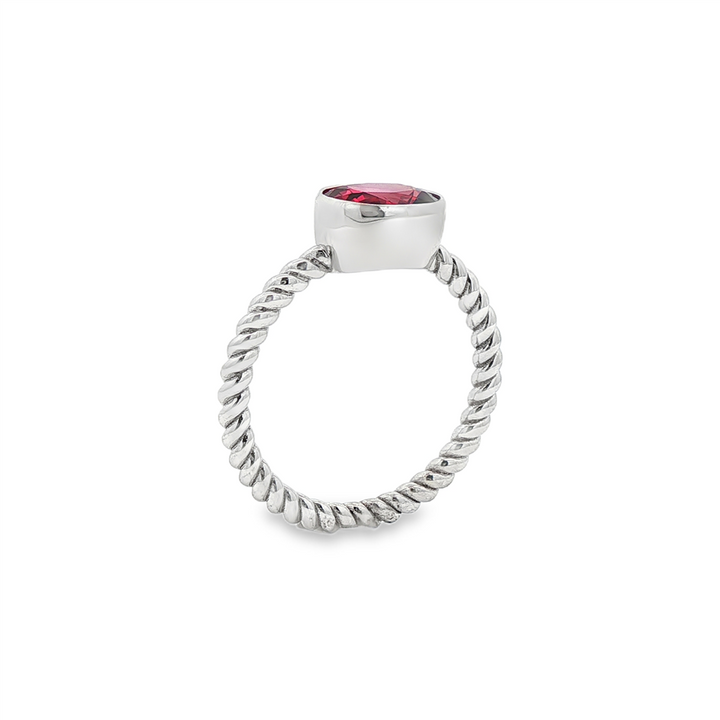 14K White Gold Twisted Bezel Semi-Mount Ring