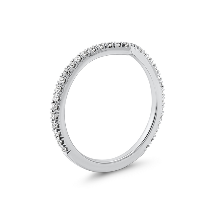 14K White Gold Round Natural Diamond Chevron Wedding Band