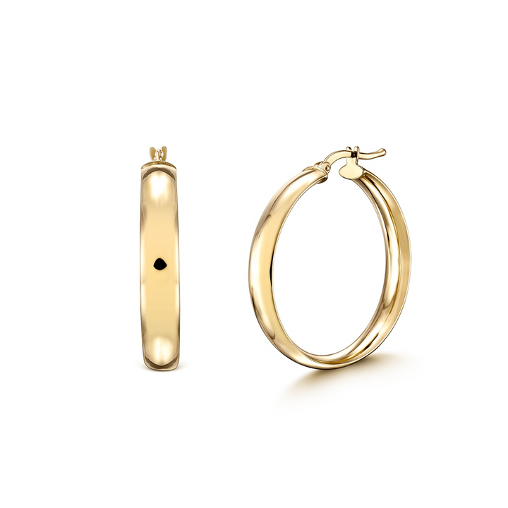 14K Yellow Gold Flat Hoops (25x5mm)