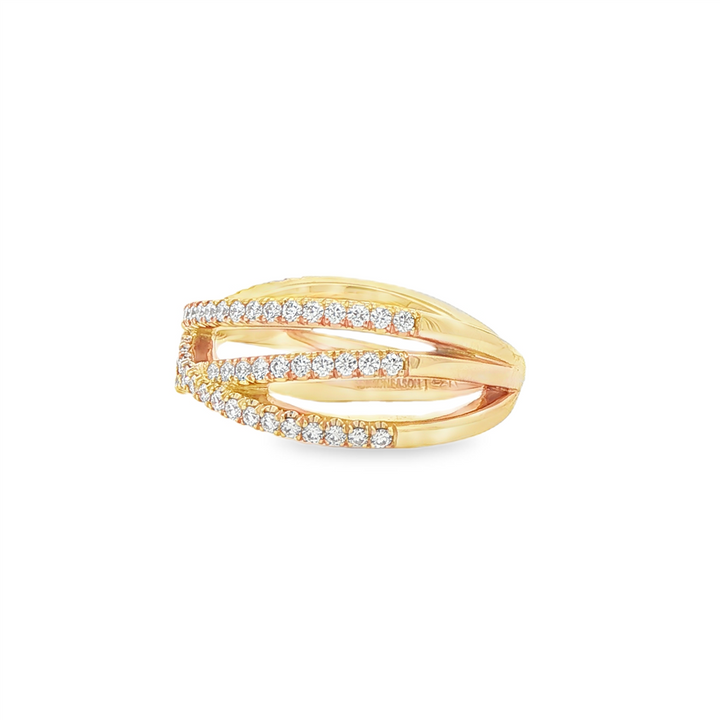 14K Yellow Gold Multi Criss Cross Diamond Band - 0.63ctw.