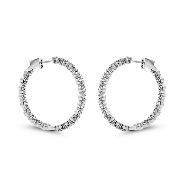 14K White Gold 34mm Inside-Out Lab Grown Diamond Hoop Earrings – 5.47ctw.
