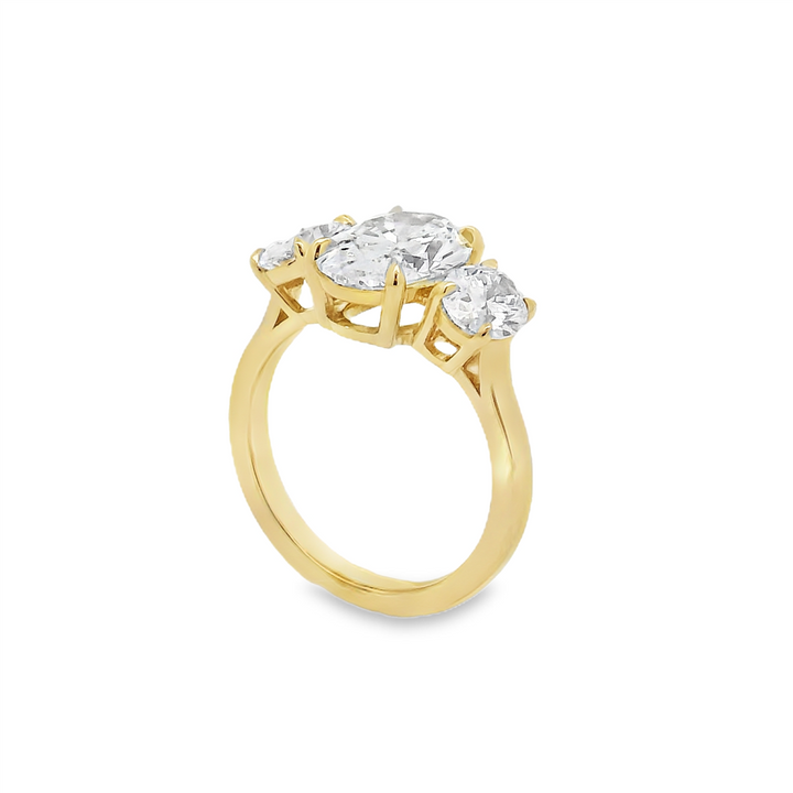 14K Yellow Gold 3-Stone Lab-Grown Oval Diamond Ring – Size 6.5