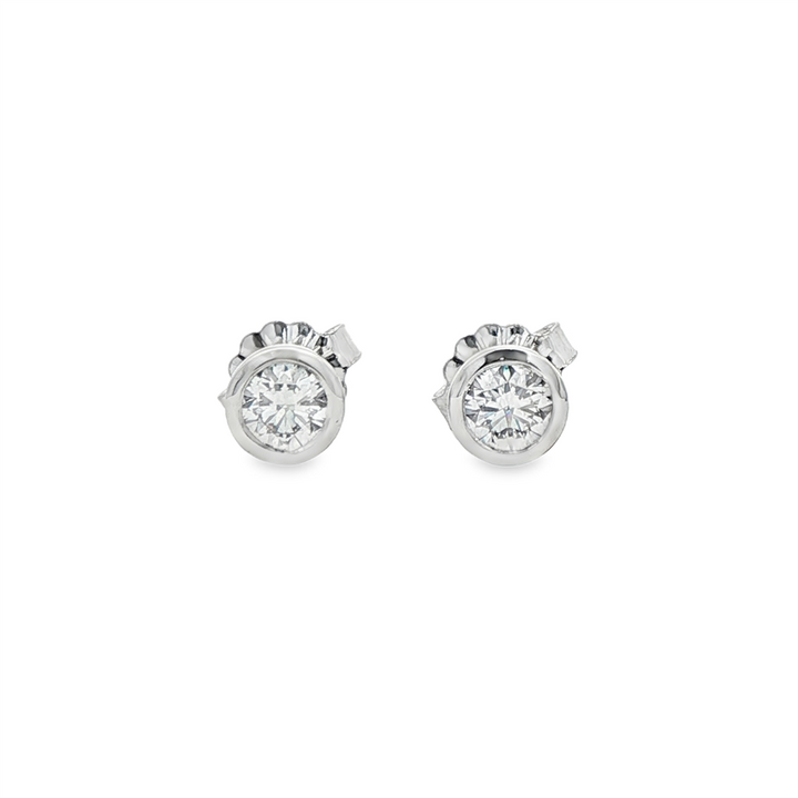 14K White Gold Lab Diamond Bezel Stud Earrings – 0.51ctw.