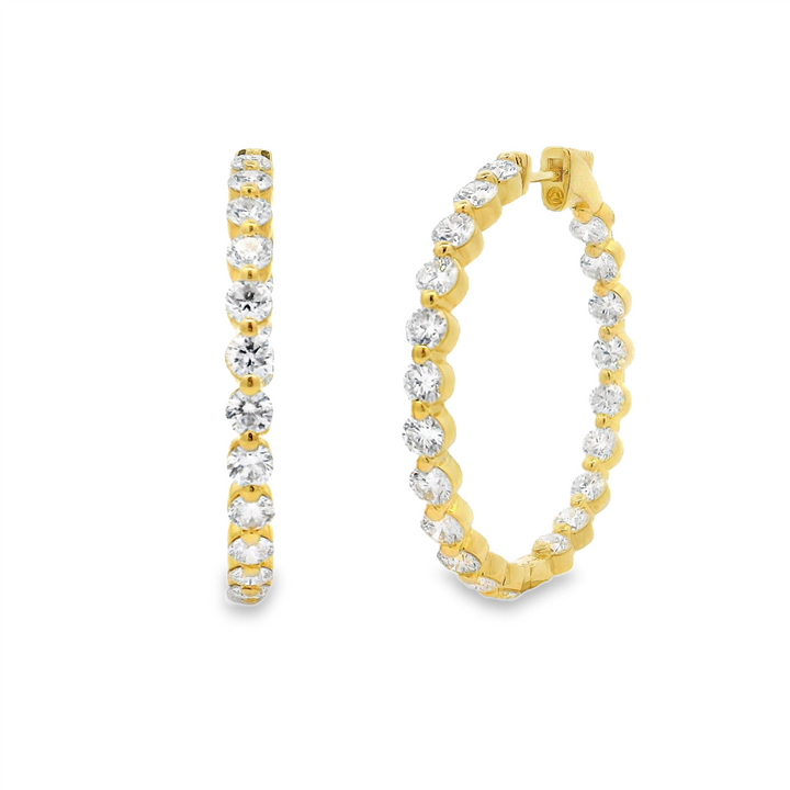 14K Yellow Gold 34mm Inside-Out Lab Grown Diamond Hoop Earrings – 5.57ctw.