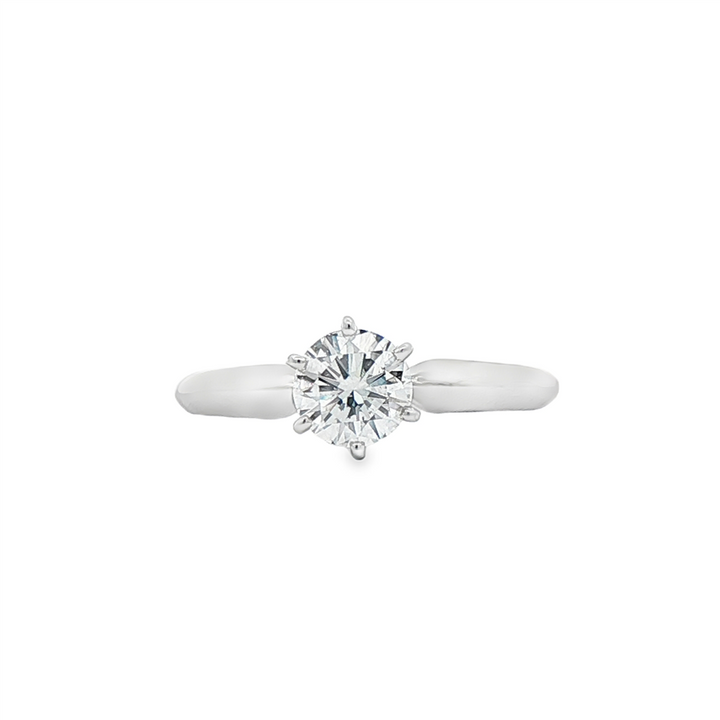 18K White Gold Solitaire Engagement Ring – 0.50ct Round Diamond E/SI1