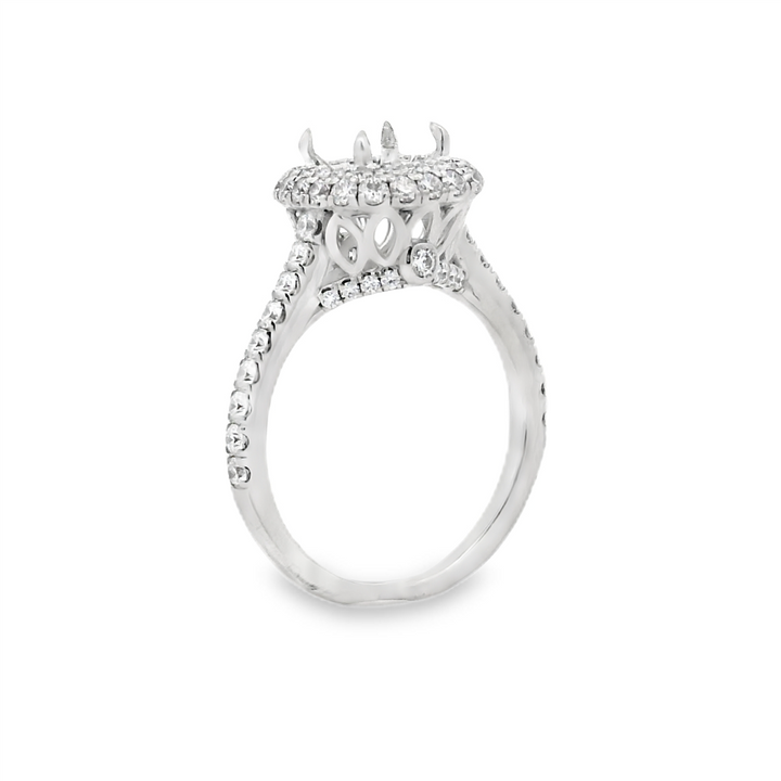 18K White Gold "Bloom" Diamond Semi-Mount Engagement Ring – 0.87ctw.