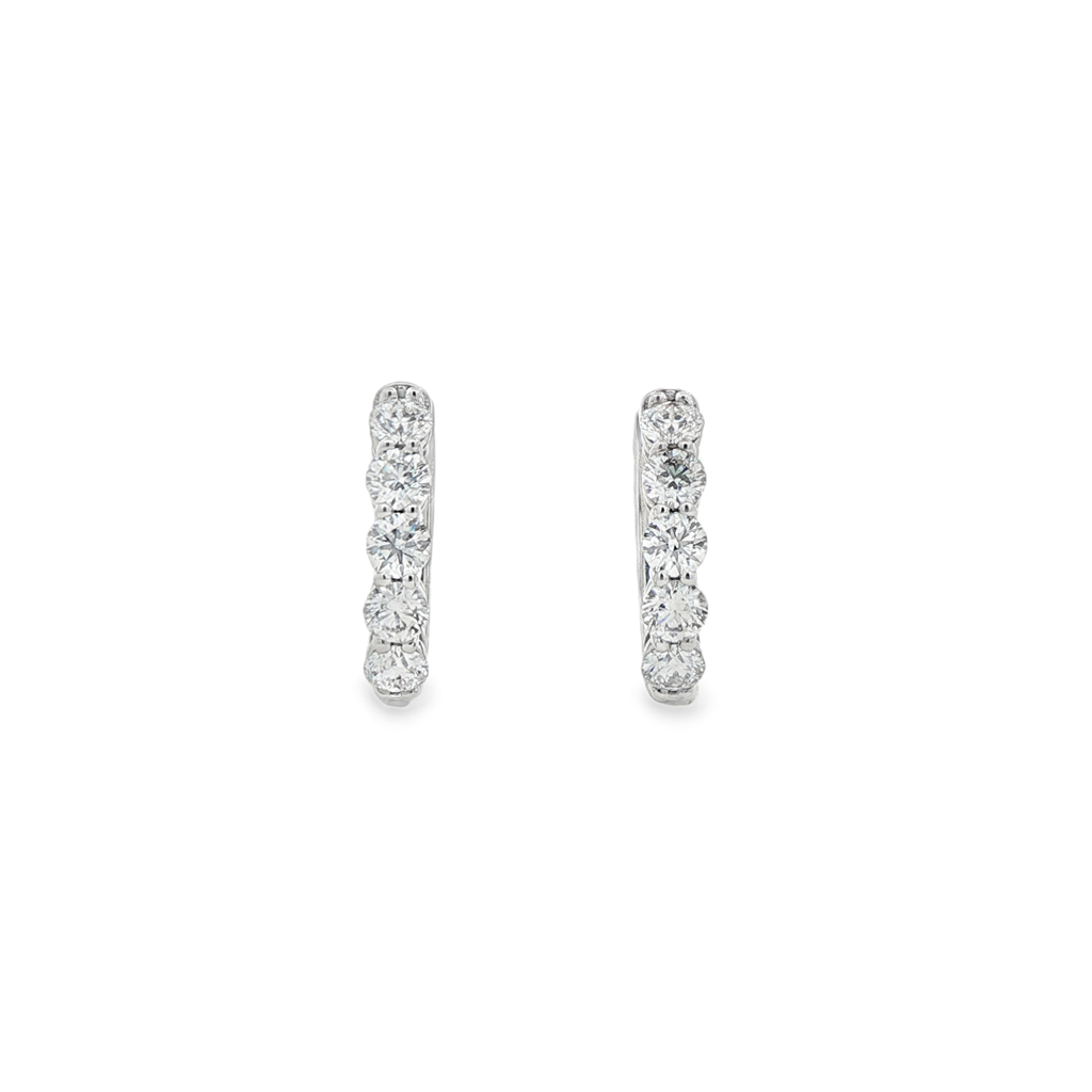18K White Gold Natural Diamond Hoop Earrings – 1.07ctw, 16x3.1mm, 5.2g