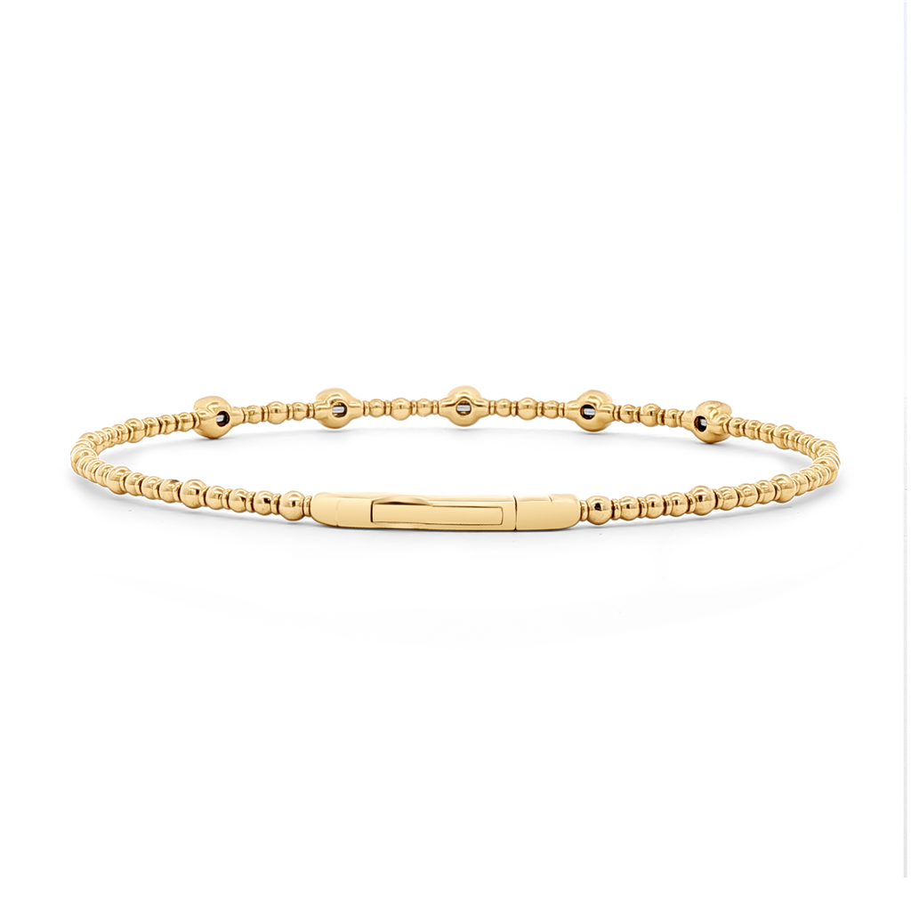 14K Yellow Gold 5-Stone Flexi Natural Diamond Bangle – 0.35ctw, 5.1g