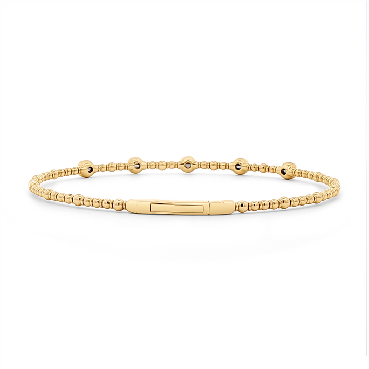 14K Yellow Gold 5-Stone Flexi Natural Diamond Bangle – 0.35ctw, 5.1g