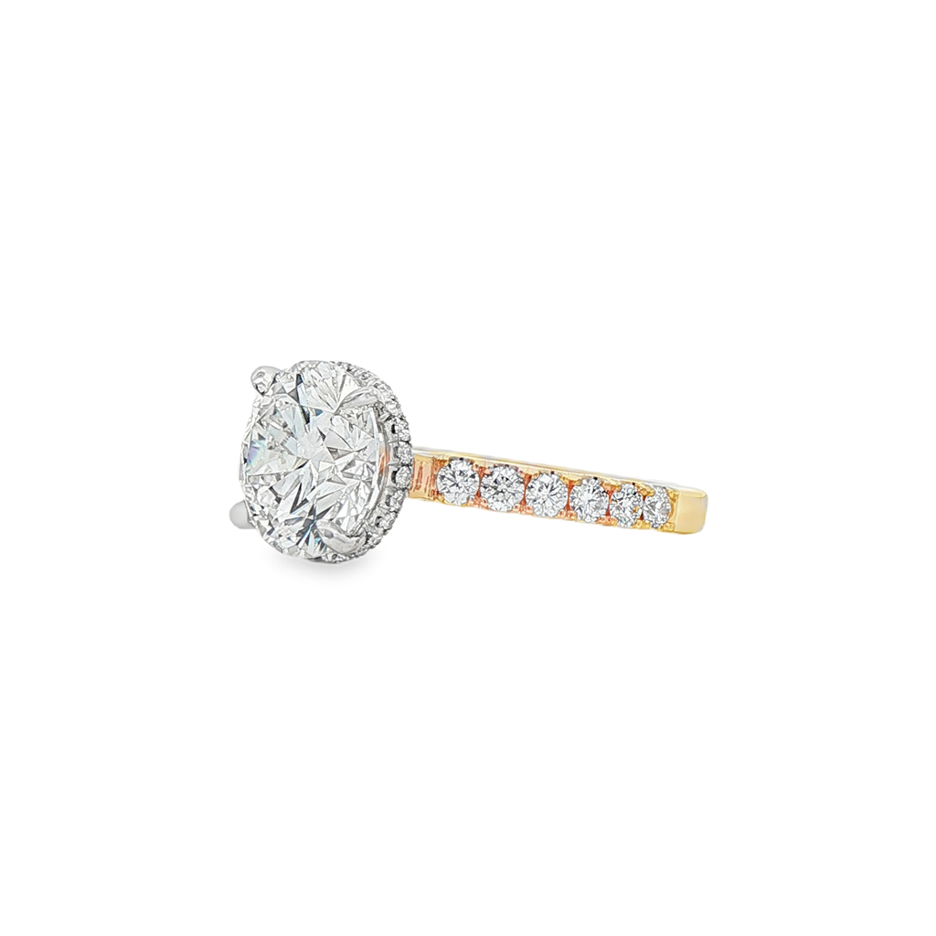 14K Yellow & White Gold Natural Diamond 2.4mm Semi-Mount Engagement Ring – 0.40ctw