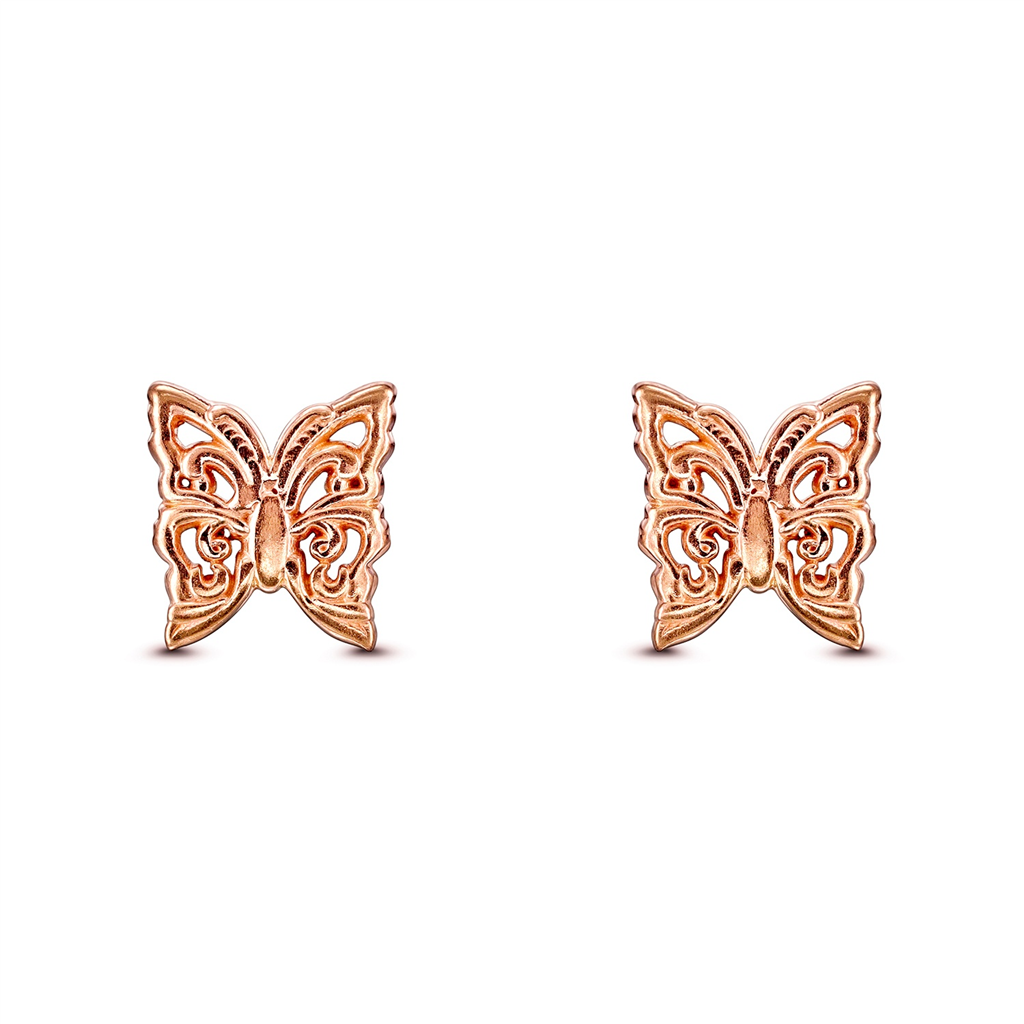14K Rose Gold Butterfly Stud Earrings – 1.7g