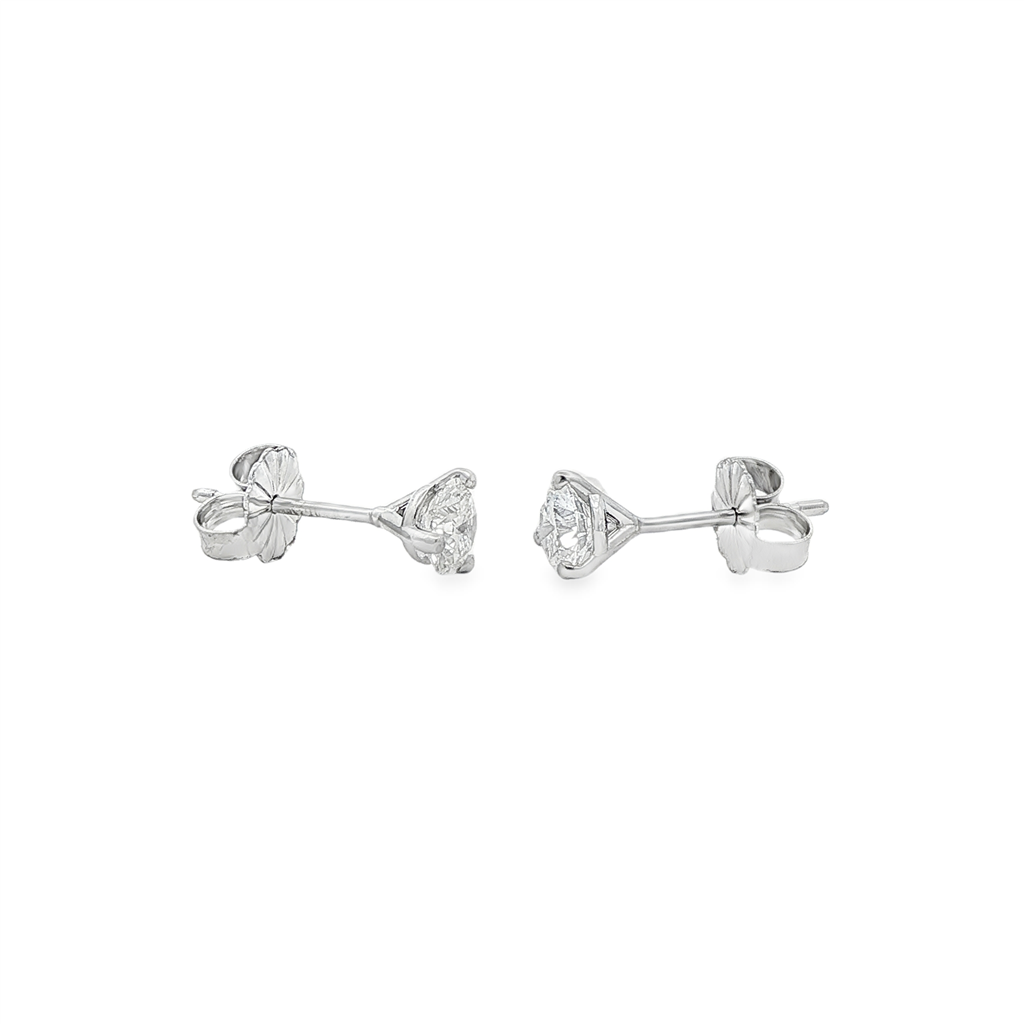 14K White Gold Natural Diamond Stud Earrings – 0.66ctw, GIA Certified, 0.8g