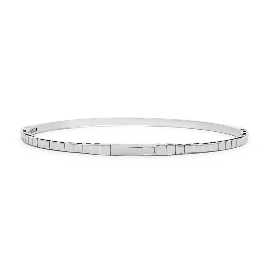 14K White Gold Raised Diamond Flexi Bracelet – 0.90ctw.