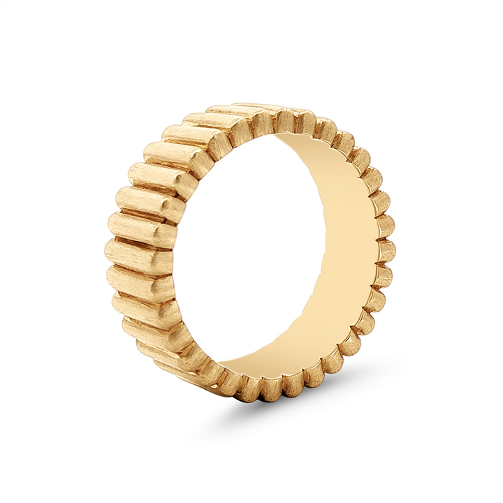 14K Yellow Gold Fluted Band – 7.35mm, Matte Finish, 10.2g