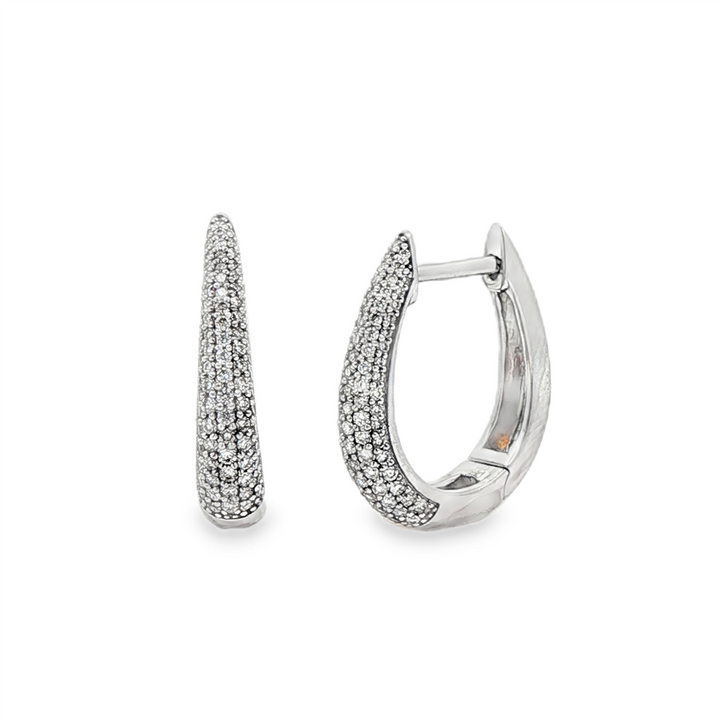 14K White Gold 17.5x3.8mm Natural Diamond Hoop Earrings – 0.50ctw.