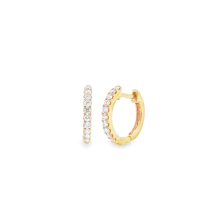 14K Yellow Gold Natural Diamond Huggie Earrings – 12 × 1.8mm, approx. 0.23 CTW, 1.48g