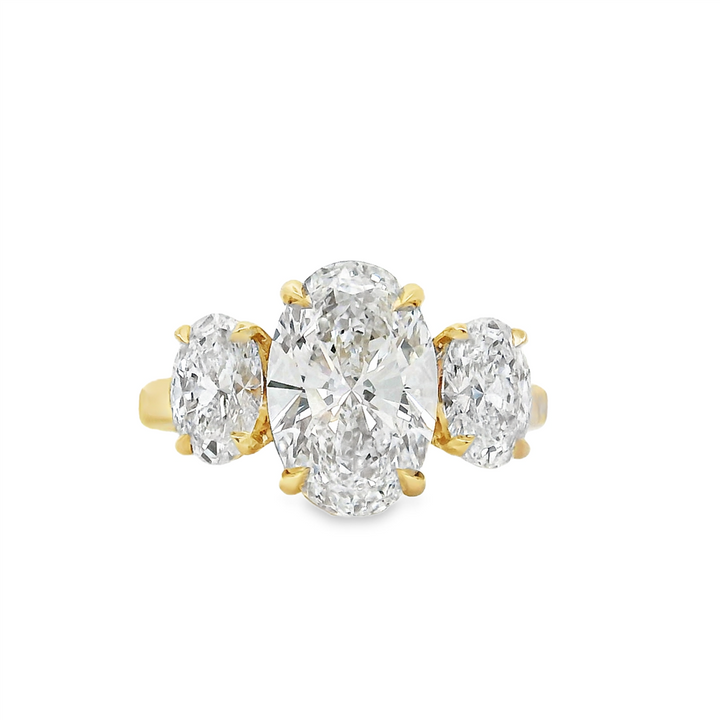 14K Yellow Gold 3-Stone Lab-Grown Oval Diamond Ring – Size 6.5
