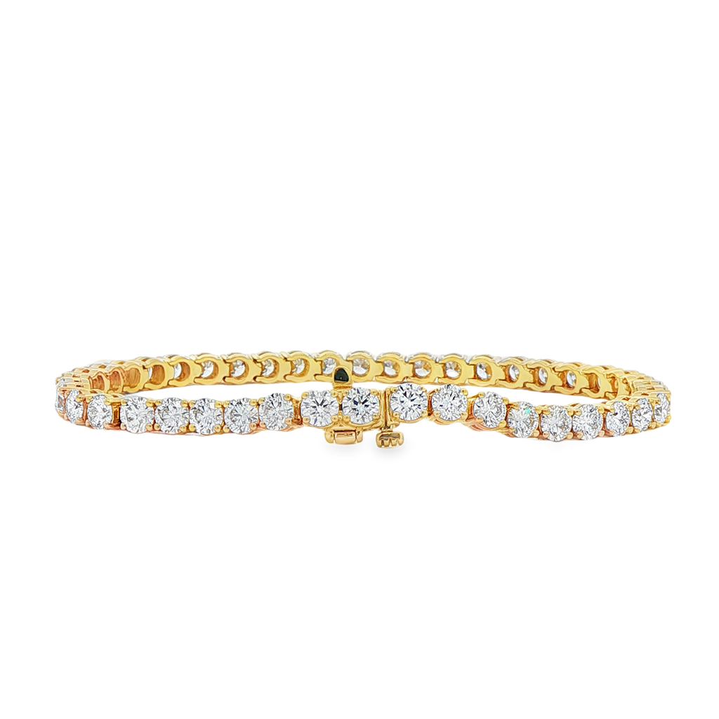 14K Yellow Gold Lab Diamond Tennis Bracelet – 9.87ctw, 4mm, DEF VVS, 7", 15.5g