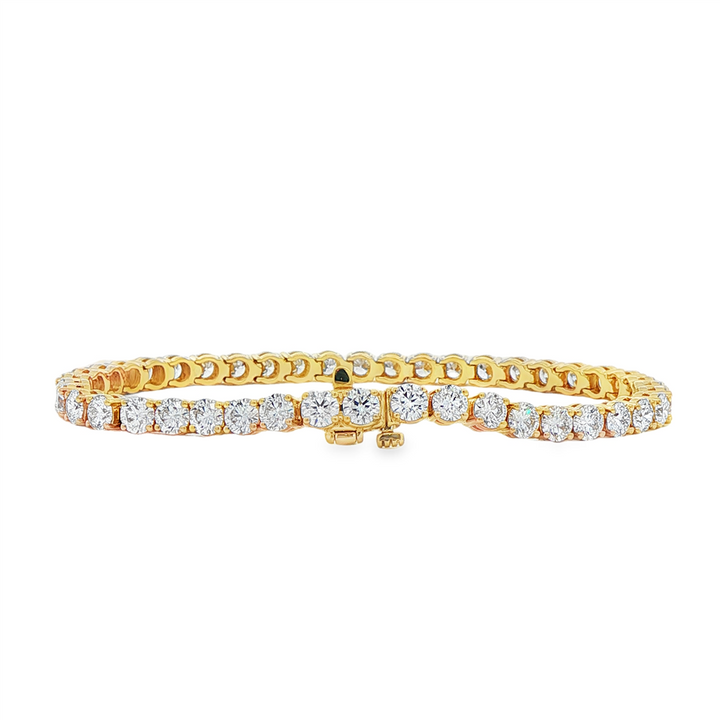 14K Yellow Gold Lab Diamond Tennis Bracelet – 9.87ctw, 4mm, DEF VVS, 7", 15.5g