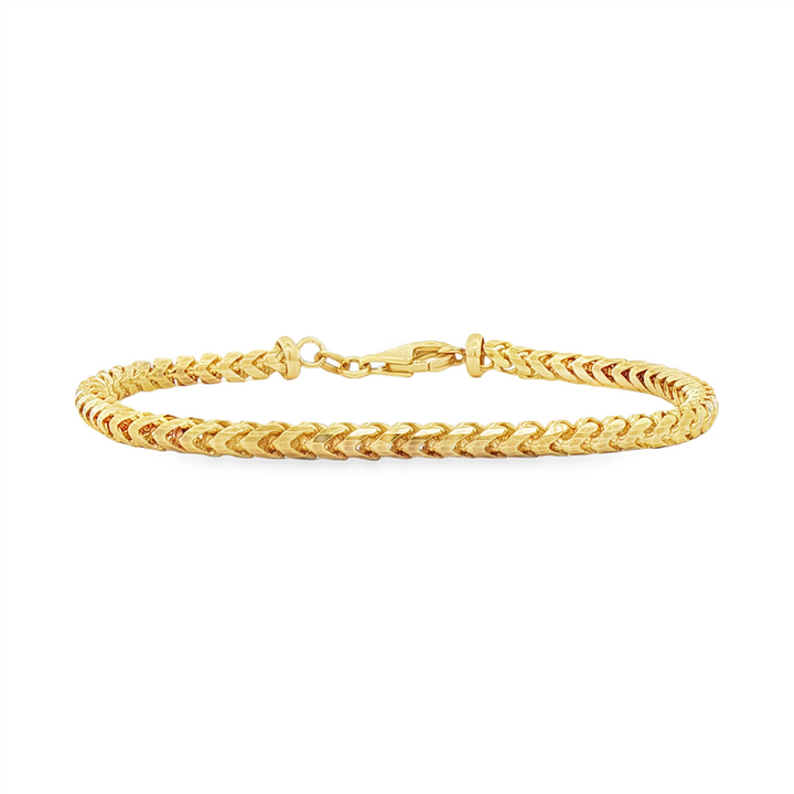 14K Yellow Gold Diamond-Cut Franco Chain Bracelet – 4mm, 8"
