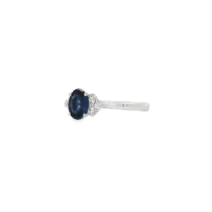 14K White Gold Blue Sapphire & Diamond Ring – 0.89ct Sapphire, 0.25ctw Diamonds