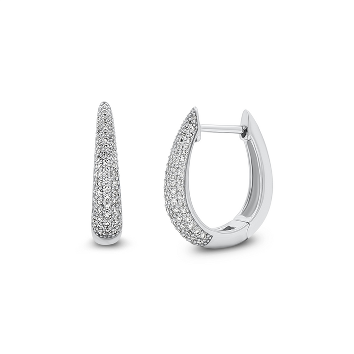 14K White Gold 17.5x3.8mm Natural Diamond Hoop Earrings – 0.50ctw.