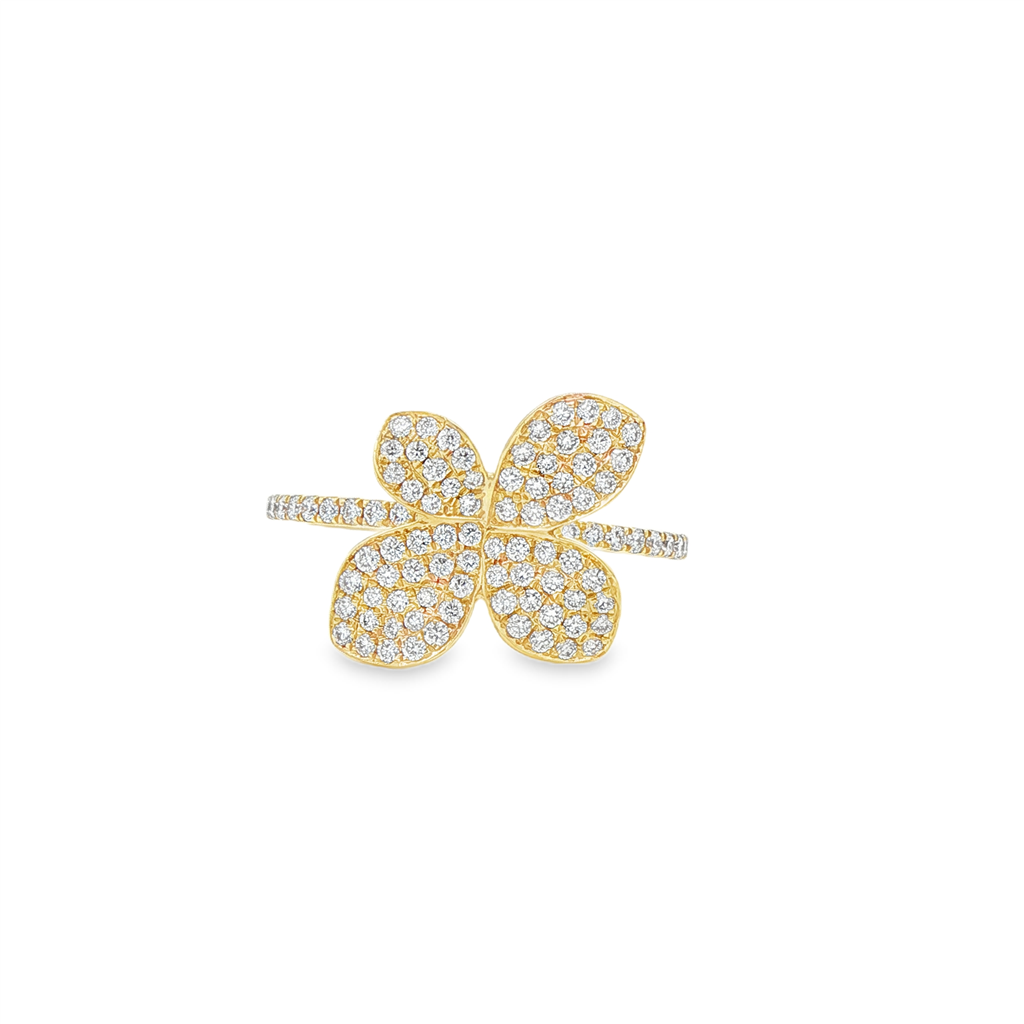18K Yellow Gold 0.54ctw Natural Diamond Flower Ring
