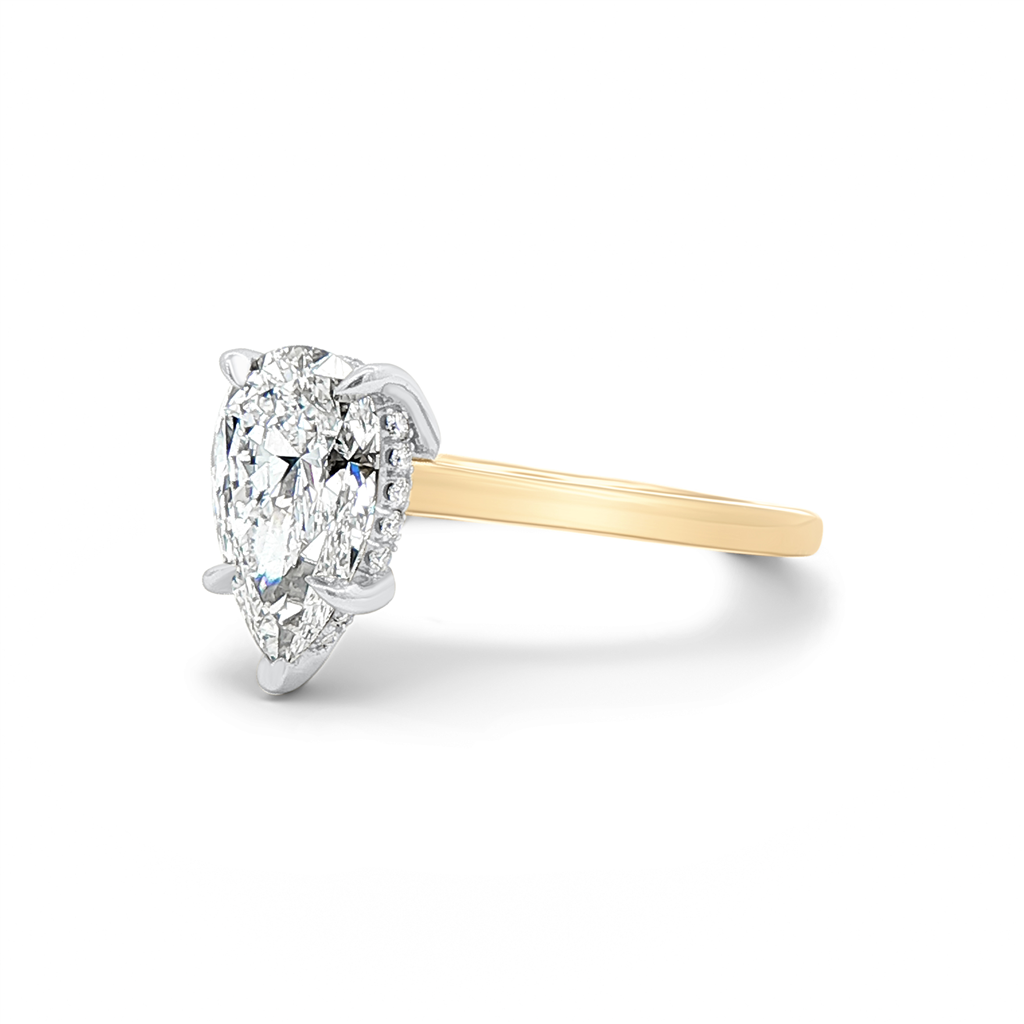14K Yellow Gold & Platinum Natural Diamond Semi-Mount Engagement Ring