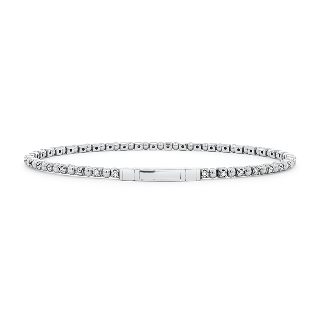 14K White Gold Diamond and Bead Flexi Bracelet – 0.38ctw.