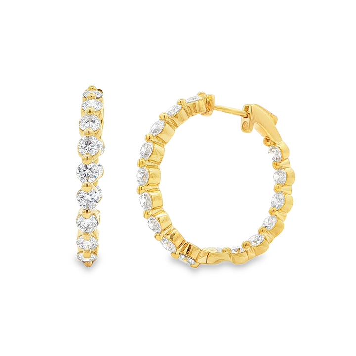 14K Yellow Gold 28mm Inside-Out Lab Grown Diamond Hoop Earrings – 3.94ctw.