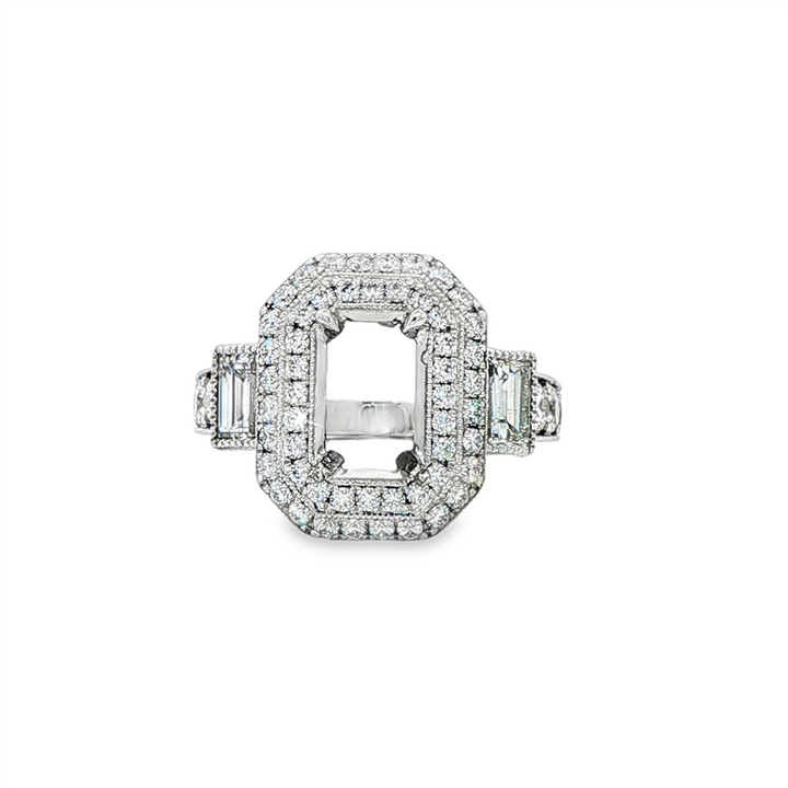 18K White Gold Estate Semi-Mount Engagement Ring – 1.88ctw.