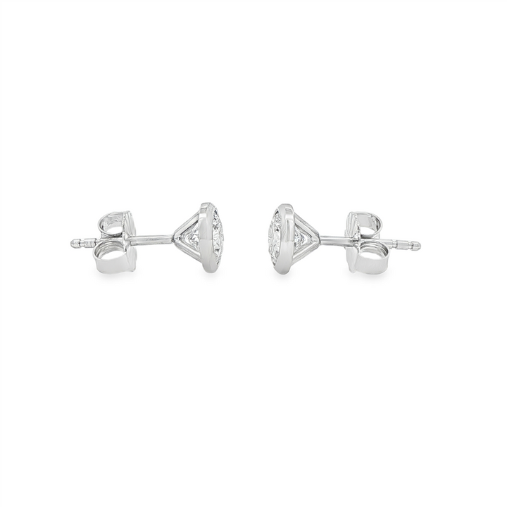 14K White Gold Lab Diamond Bezel Stud Earrings – 1.02ctw.