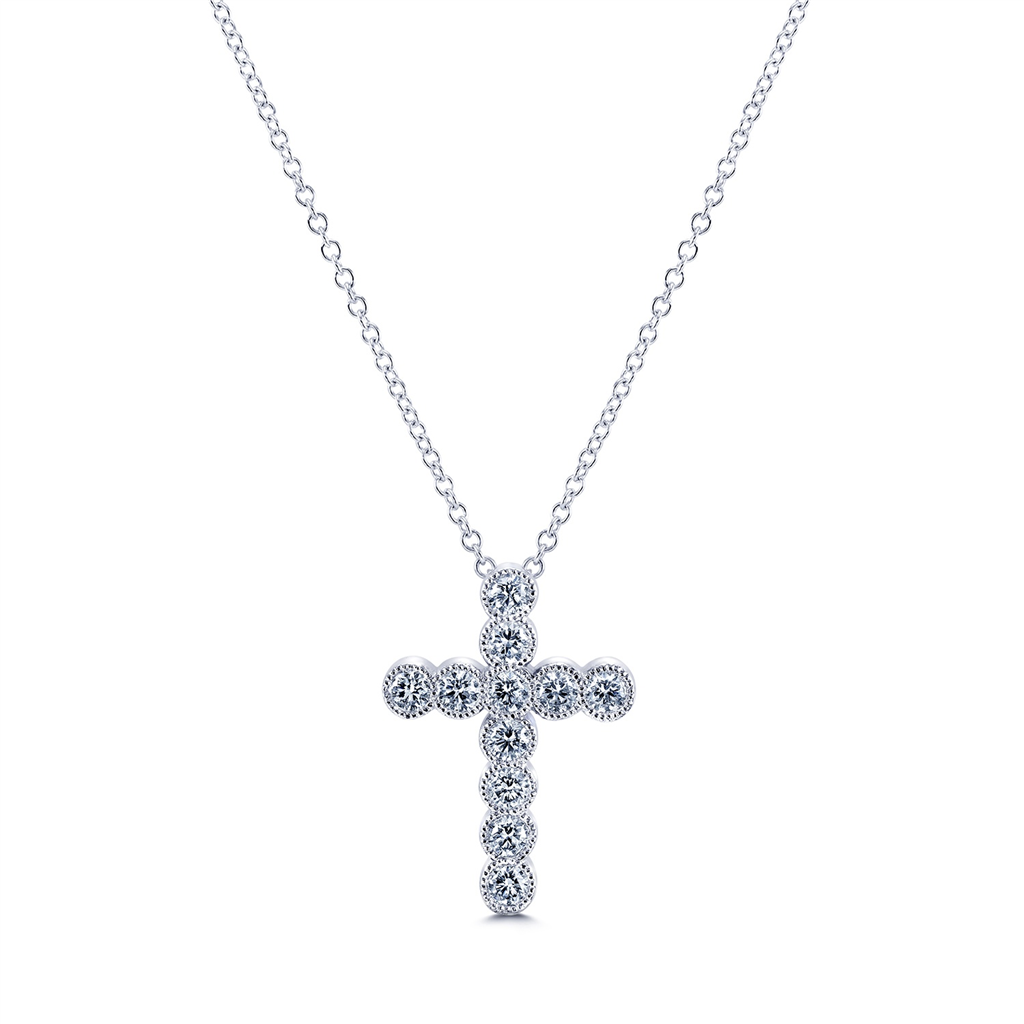 14K White Gold Diamond Cross 0.41ctw