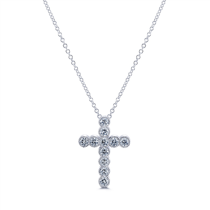 14K White Gold Diamond Cross 0.41ctw
