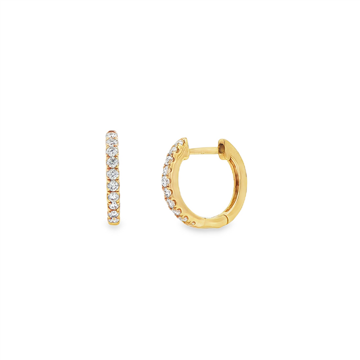 14K Yellow Gold Natural Diamond Huggie Earrings – 0.24ctw, 12mm