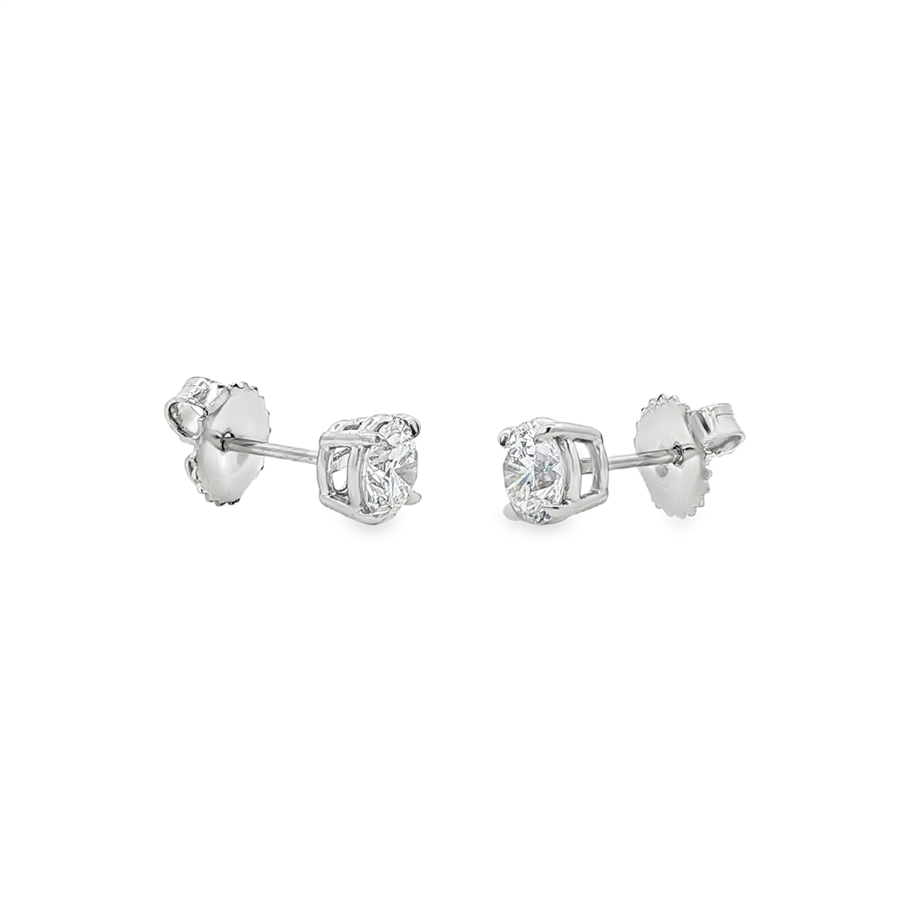 14K White Gold Natural Diamond Studs – 1.20ctw.