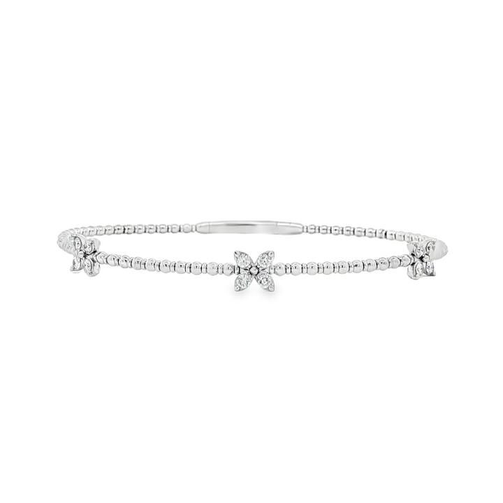 14K White Gold Diamond Flexi Bangle Bracelet - 0.35ctw.