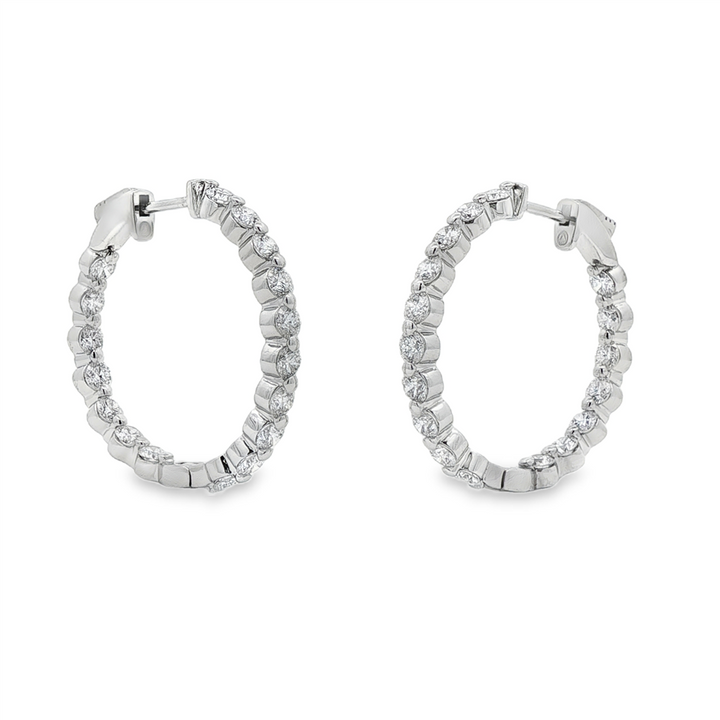 14K White Gold 27mm Inside-Out Lab Grown Diamond Hoop Earrings – 3.01ctw.