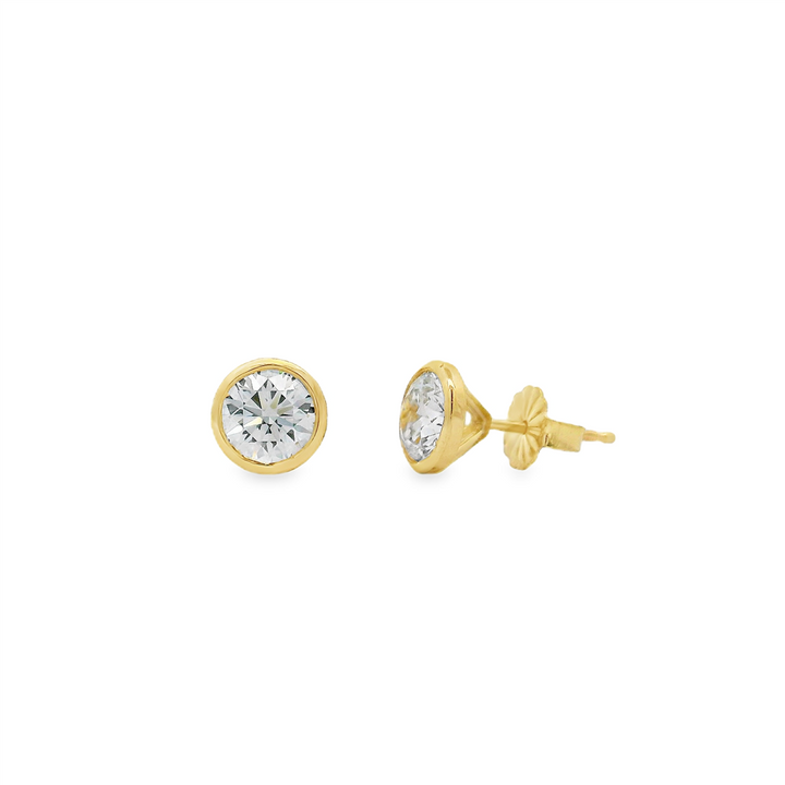 14K Yellow Gold Bezel Set Lab Grown Diamond Stud Earrings – 1.56ctw.