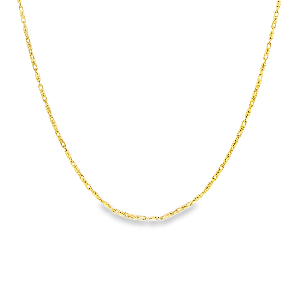 14K Yellow Gold Diamond-Cut Bar Link Chain – 0.9mm | 20" | 2.8g