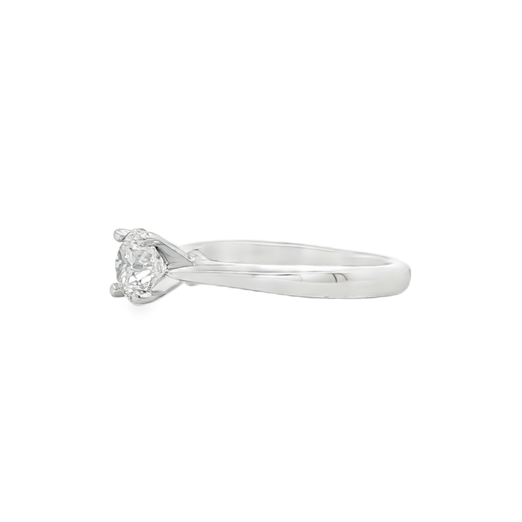 14K White Gold 2.4mm Estate Engagement Ring – 0.80ct Round Diamond
