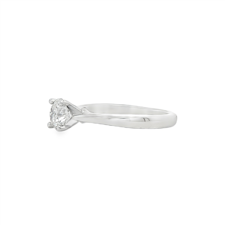 14K White Gold 2.4mm Estate Engagement Ring – 0.80ct Round Diamond